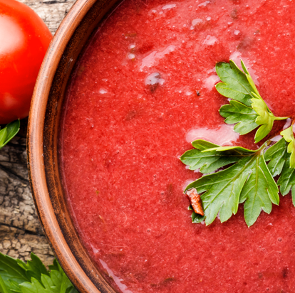 Bowl of tomato soup, illustrating functional native starch applications.